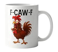 Funny Chicken Mug | Novelty Ceramic F-Caw-F Rooster Coffee Cups | Farmhouse Themed Mugg with Ergonomic Handle | for Tea Juice Ice Water Cold Drinks Home Office Coworkers