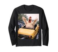 Funny Chicken Roller Coaster Meme Silly Graphic Maglia a Manica