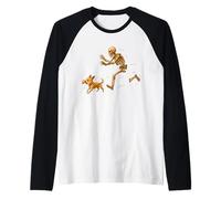 Funny Chihuahua Halloween Steal Bone Skeleton Chase Spooky Maglia con Maniche Raglan