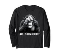 Funny Chimp Are You Serious Meme Sarcastico Umorismo Maglia a Manica