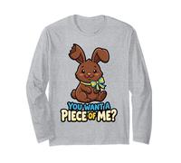 Funny Chocolate Bunny Bite You Want a Piece of Me Maglia a Manica