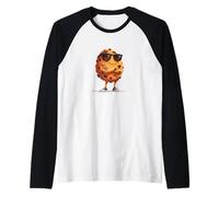 Funny Chocolate Chip Cookie Man con Occhiali da Sole Maglia con Maniche Raglan