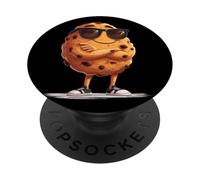 Funny Chocolate Chip Cookie Man con occhiali da sole PopSockets PopGrip Adesivo