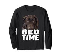 Funny Chocolate Lab Dog Bed Time, Labrador Retriever, Marrone Maglia a Manica