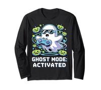 Funny Chost Mode Activated Gamer Gaming Cute Halloween Maglia a Manica