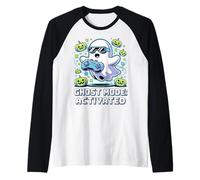 Funny Chost Mode Activated Gamer Gaming Cute Halloween Maglia con Maniche Raglan