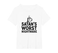 Funny Christians: Satan's Worst Nightmare Tazza da caffè Maglietta, Donna Plus-Size, Bianco, 6X