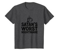 Funny Christians: Tazza da caffè Satan's Worst Nightmare Maglietta, Bambini, Grigio Scuro, 2 Anni