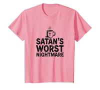 Funny Christians: Tazza da caffè Satan's Worst Nightmare Maglietta, Bambini, Rosa, 6 Anni