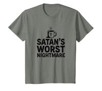Funny Christians: Tazza da caffè Satan's Worst Nightmare Maglietta, Bambini, Verde Militare mélange, 6 Anni
