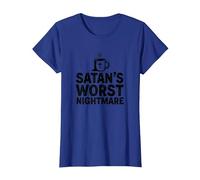 Funny Christians: Tazza da caffè Satan's Worst Nightmare Maglietta, Donna, Blu Reale, XS