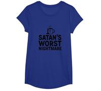 Funny Christians: Tazza da caffè Satan's Worst Nightmare Maglietta, Ragazze, Blu Reale, S
