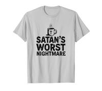 Funny Christians: Tazza da caffè Satan's Worst Nightmare Maglietta, Uomo, Argento, S