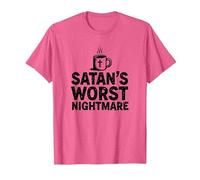 Funny Christians: Tazza da caffè Satan's Worst Nightmare Maglietta, Uomo, Rosa mélange, XL