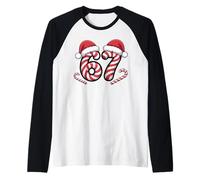 Funny Christmas 67 Meme - Six Seven Candy Canes Maglia con Maniche Raglan