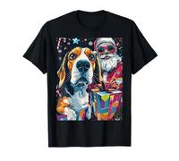 Funny Christmas Beagle Selfie with Santa Xmas Maglietta