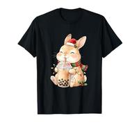 Funny Christmas Bunny Bubble Tea Lover Family Matching Xmas Maglietta