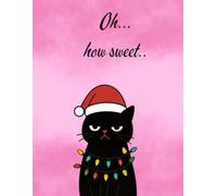 Funny Christmas Cat Notebook - 120 Pages, Pink Cover, Graph Paper
