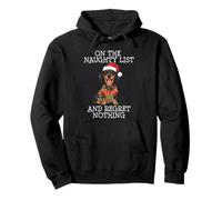 Funny Christmas Dachshund Naughty List Felpa con Cappuccio