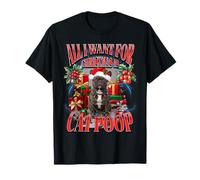 Funny Christmas French Bulldog Cat Poop Citazione Frenchie Meme Maglietta