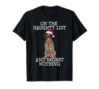 Funny Christmas German Wirehaired Pointer Naughty List Maglietta
