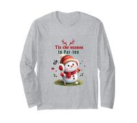 Funny Christmas Golfer Cute Snowman Par-Tee Golf Maglia a Manica