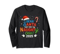 Funny Christmas Humor Dear Santa They Are The Naughty Ones Maglia a Manica