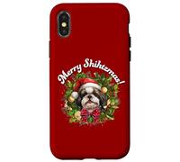 Funny Christmas Merry Shihtzmas Santa Wreath Shih Tzu Lover Custodia per iPhone X/XS
