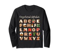 Funny Christmas New Year Holidays Gingerbread Alphabet Style Maglia a Manica