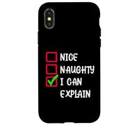 Funny Christmas Santa Clause Checklist Quotes Graphic Custodia per iPhone X/XS