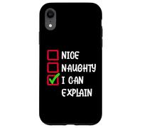 Funny Christmas Santa Clause Checklist Quotes Graphic Custodia per iPhone XR