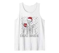 Funny Christmas Skeleton Drinking Coffee Skull Dead Inside Canotta