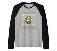 Funny Christmas Sorta Merry Sorta Scary Skeleton Xmas Men Maglia con Maniche Raglan