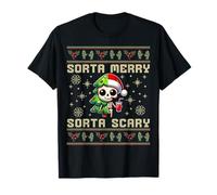 Funny Christmas Sorta Merry Sorta Scary Skeleton Xmas Men Maglietta
