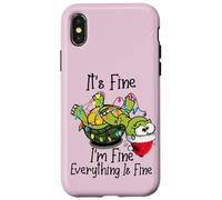 Funny Christmas Turtle It's fine I'm fine everything is fine Custodia per iPhone X/XS