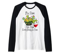 Funny Christmas Turtle It's fine I'm fine Everything is fine Maglia con Maniche Raglan