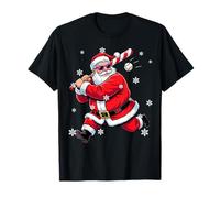Funny Christmas Xmas Santa Baseball Candy Cane Bat Costume Maglietta