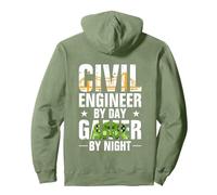 Funny Civil Engineer By Day Gamer By Night Engineering Felpa con Cappuccio