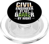 Funny Civil Engineer By Day Gamer By Night Engineering PopSockets PopGrip per MagSafe