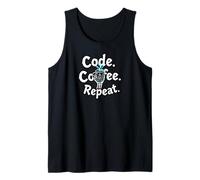 Funny Code Coffee Repeat Programmer Skeleton Hand Design Canotta