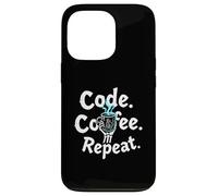 Funny Code Coffee Repeat Programmer Skeleton Hand Design Custodia per iPhone 13 Pro
