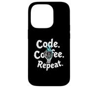Funny Code Coffee Repeat Programmer Skeleton Hand Design Custodia per iPhone 14 Pro