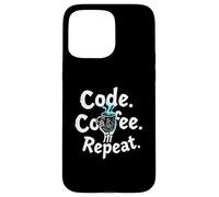 Funny Code Coffee Repeat Programmer Skeleton Hand Design Custodia per iPhone 15 Pro Max