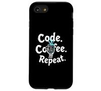 Funny Code Coffee Repeat Programmer Skeleton Hand Design Custodia per iPhone SE (2020) / 7/8