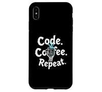 Funny Code Coffee Repeat Programmer Skeleton Hand Design Custodia per iPhone XS Max