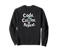 Funny Code Coffee Repeat Programmer Skeleton Hand Design Felpa