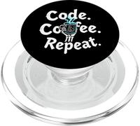 Funny Code Coffee Repeat Programmer Skeleton Hand Design PopSockets PopGrip per MagSafe