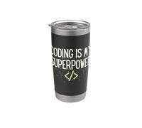 Funny Coding is My Superpower Coder Programmer Bicchiere termico in acciaio inox doppia parete