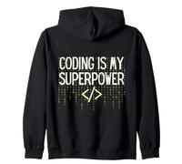 Funny Coding is My Superpower Coder Programmer Felpa con Cappuccio
