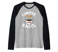 Funny Coffee And Bagel Quote for High Dive Men & Coffee Dad Maglia con Maniche Raglan
